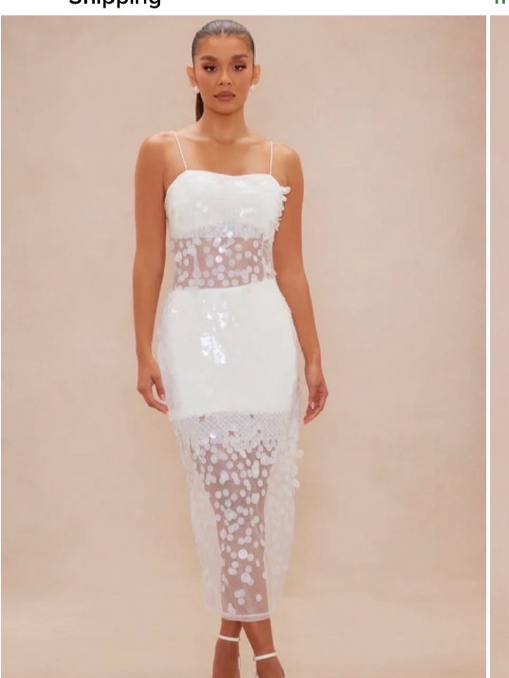 Fashion Nova Tia Sequin Maxi Dress - White